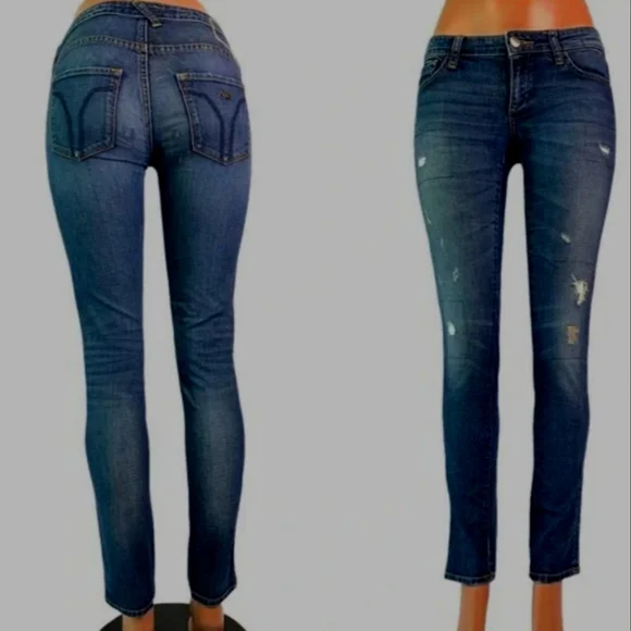 Jean Skinny Miss Sixty Bordeaux - Finition Grossière Enduite Argentée - Taille 30 - Neuf Avec étiquettes